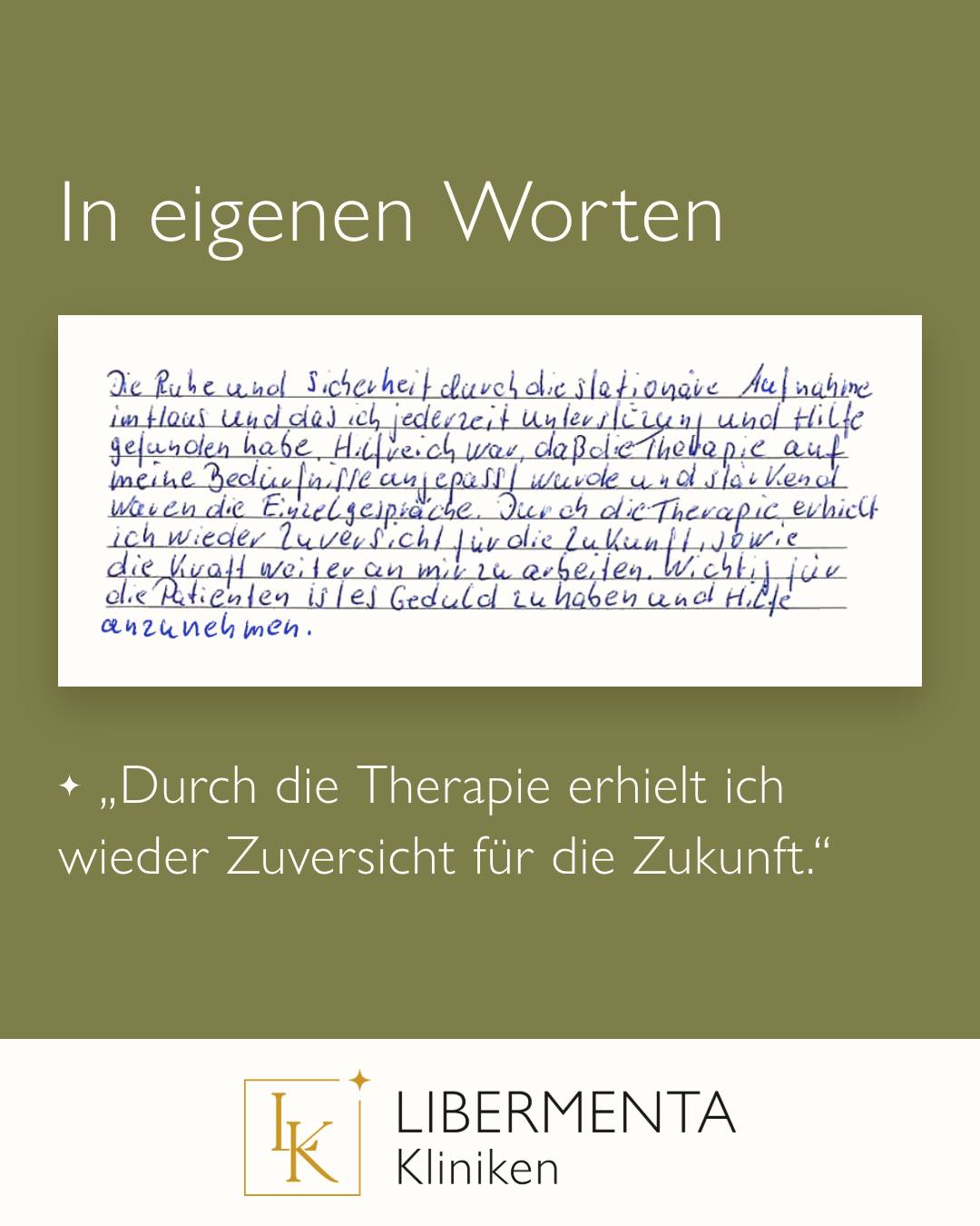 Manchmal sind es die Worte unserer Patientinnen und Patienten, die am meisten sa